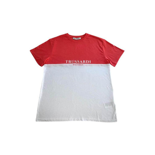Trussardi Beachwear White Cotton Men T-Shirt TR-24800-M