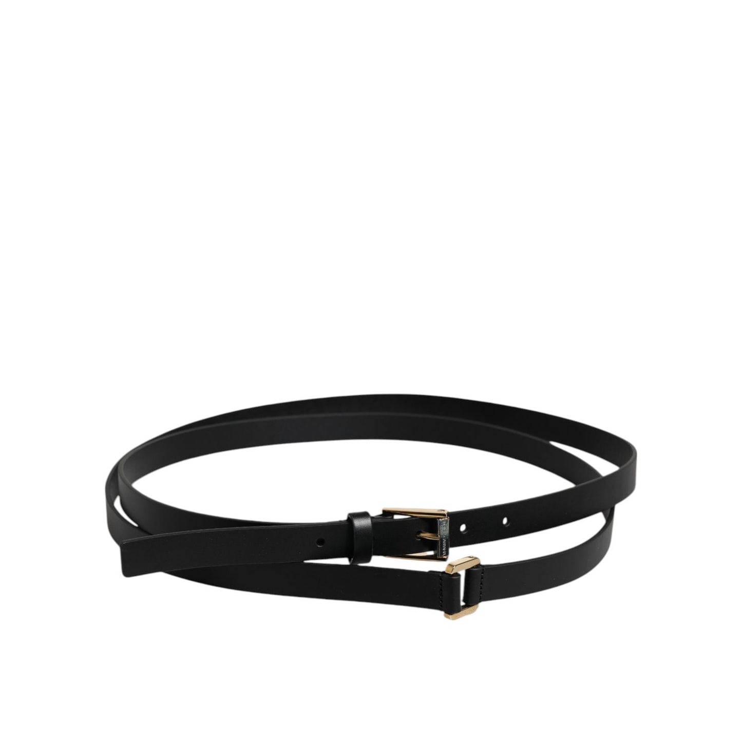 Dolce & Gabbana Black Calfskin Classic Metal Logo Buckle Belt