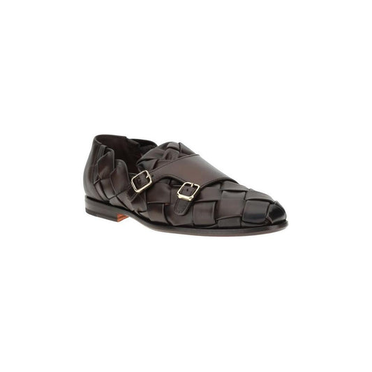 Santoni Woven weave Loafers SA-MCNC18071LC5SDWOT50BROWN-EU44/US11