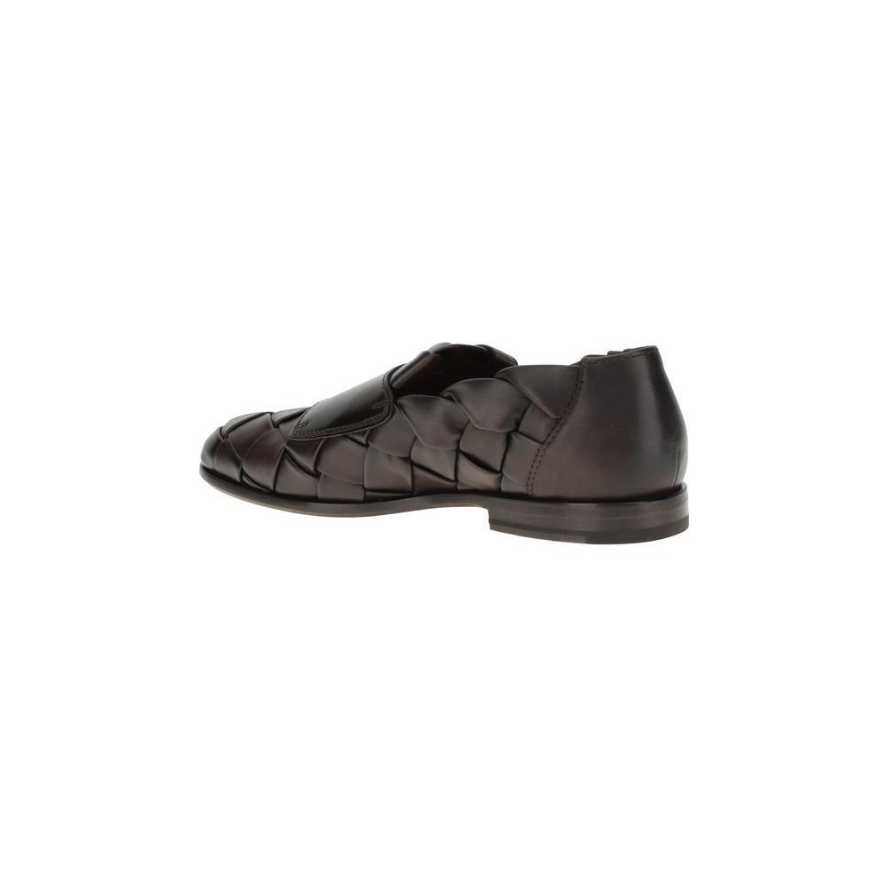 Santoni Woven weave Loafers SA-MCNC18071LC5SDWOT50BROWN-EU44/US11