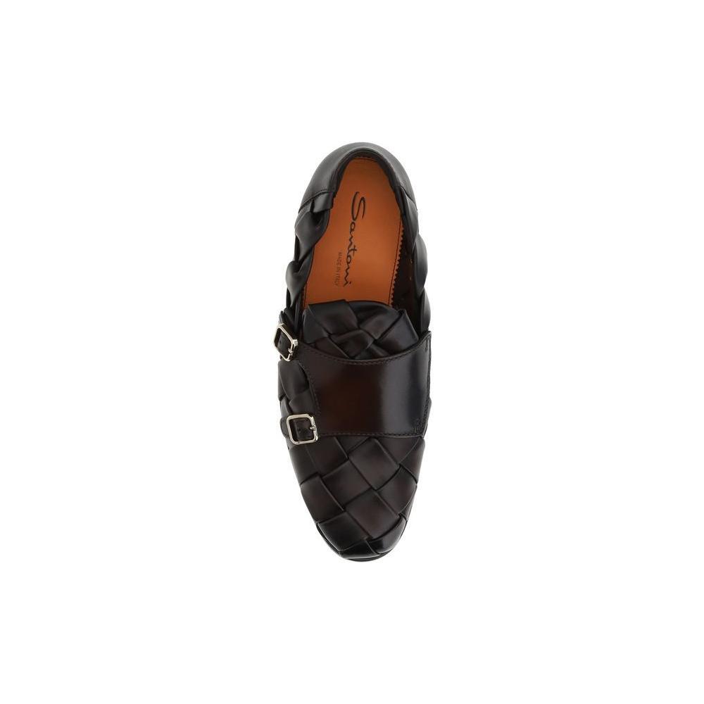 Santoni Woven weave Loafers SA-MCNC18071LC5SDWOT50BROWN-EU44/US11