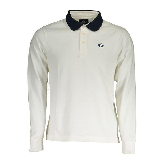 La Martina White Cotton Men Polo Shirt LA-17164-XL
