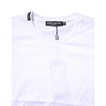 Dolce & Gabbana White Cotton Crew Neck Short Sleeves T-shirt