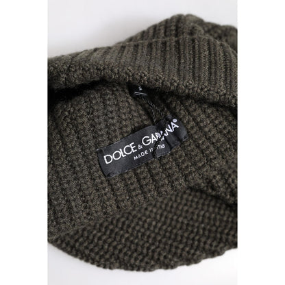Dolce & Gabbana Dark Gray Cashmere Knit Winter Beanie Hat
