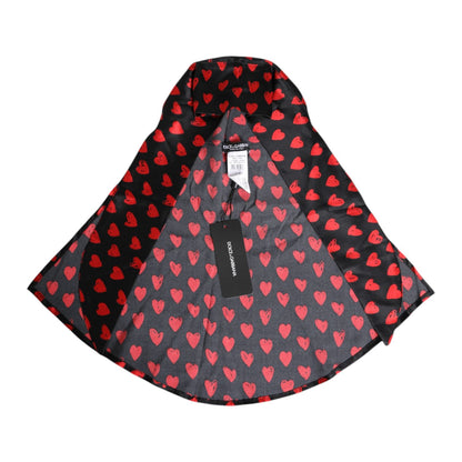 Dolce & Gabbana Black Red Hearts Polyester Hat