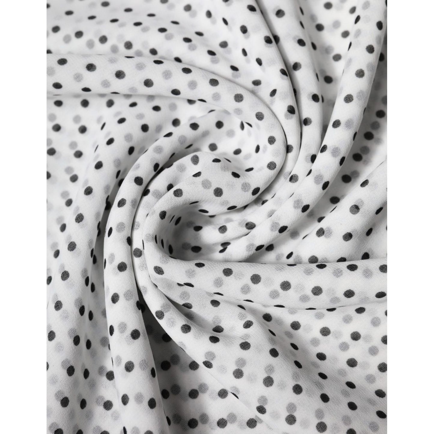 Dolce & Gabbana White Polka Dots Polyester Wrap Shawl Scarf