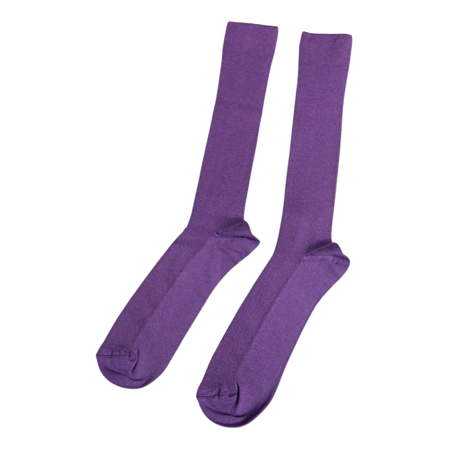Dolce & Gabbana Purple Cotton Logo Over The Calf Socks