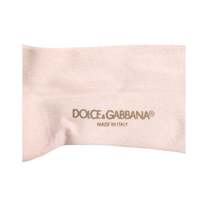 Dolce & Gabbana Ivory Cotton Stretch Logo Over Calf Socks