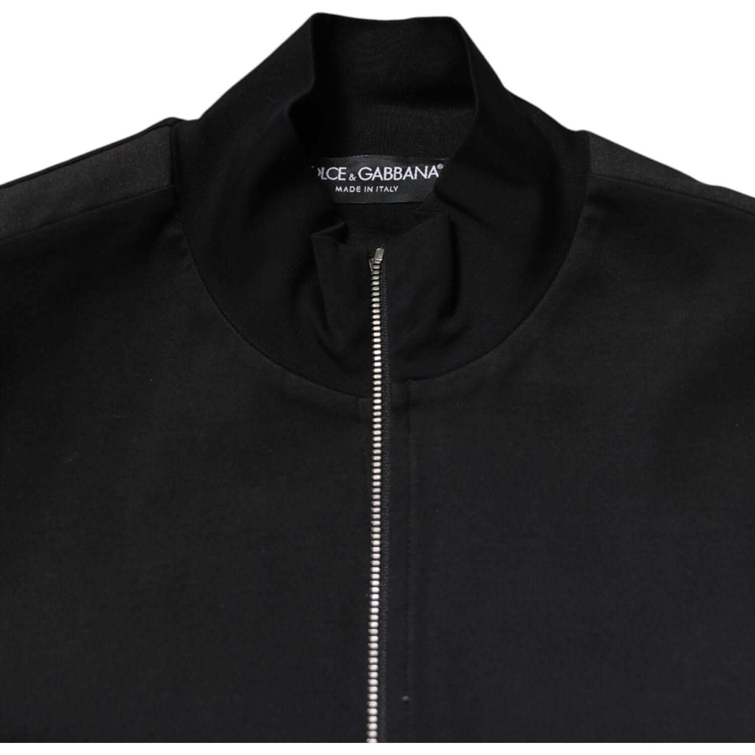 Dolce & Gabbana Black Cotton Logo Full Zip Men Bomber Jacket
