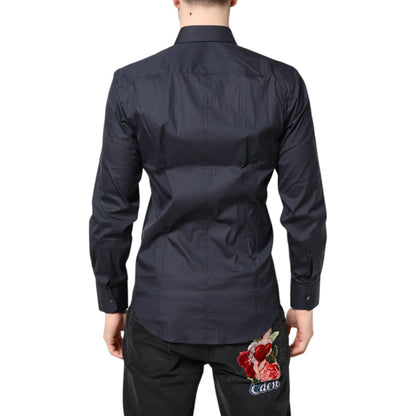 Dolce & Gabbana Dark Blue MARTINI Cotton Dress Formal Shirt
