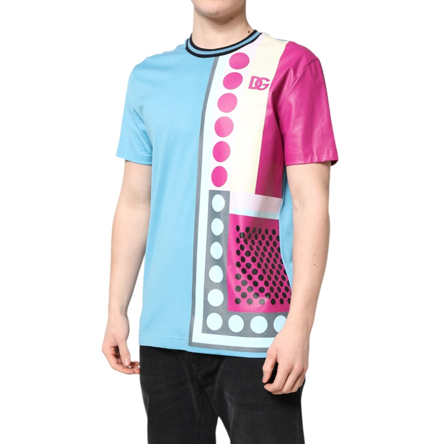 Dolce & Gabbana Multicolor Printed Logo Short Sleeve T-shirt