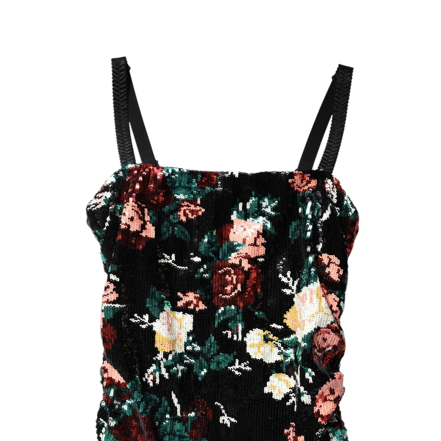Dolce & Gabbana Black Floral Sequin Sleeveless Sheath Dress