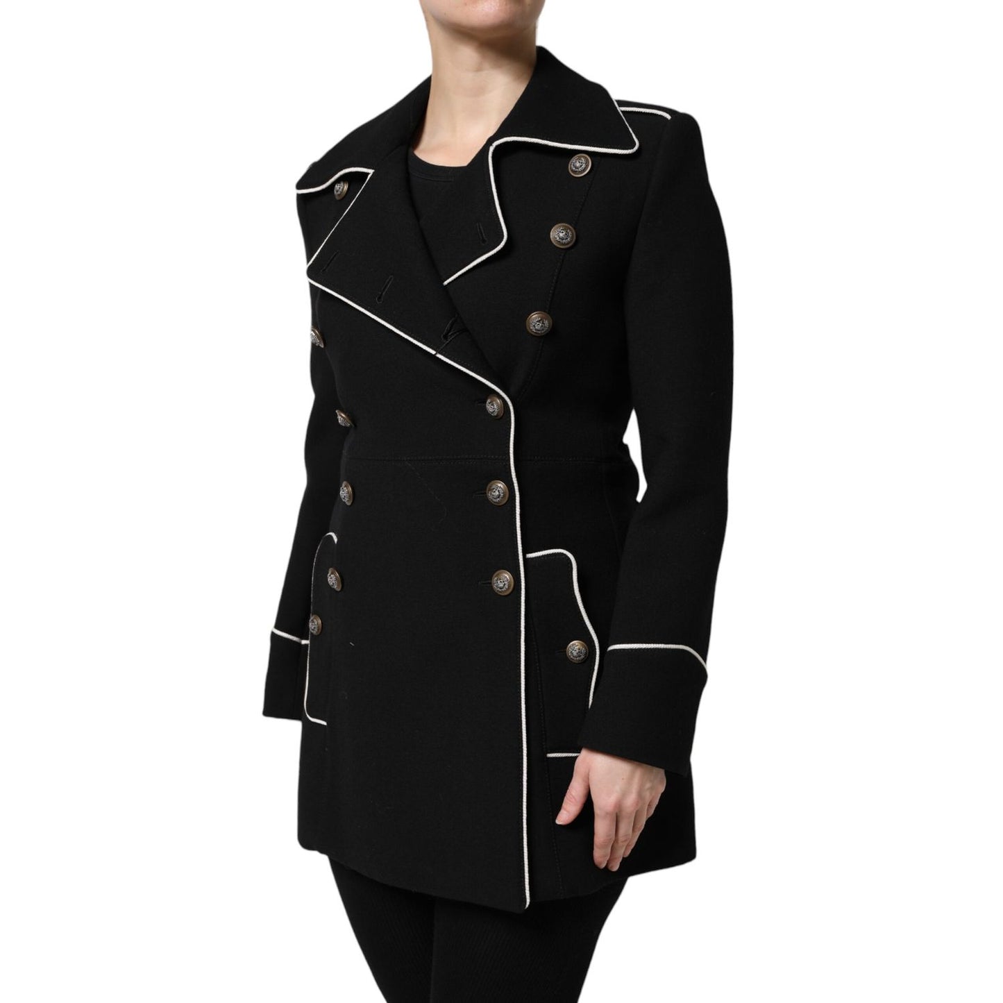 Dolce & Gabbana Black Wool Double Breasted Blazer Jacket