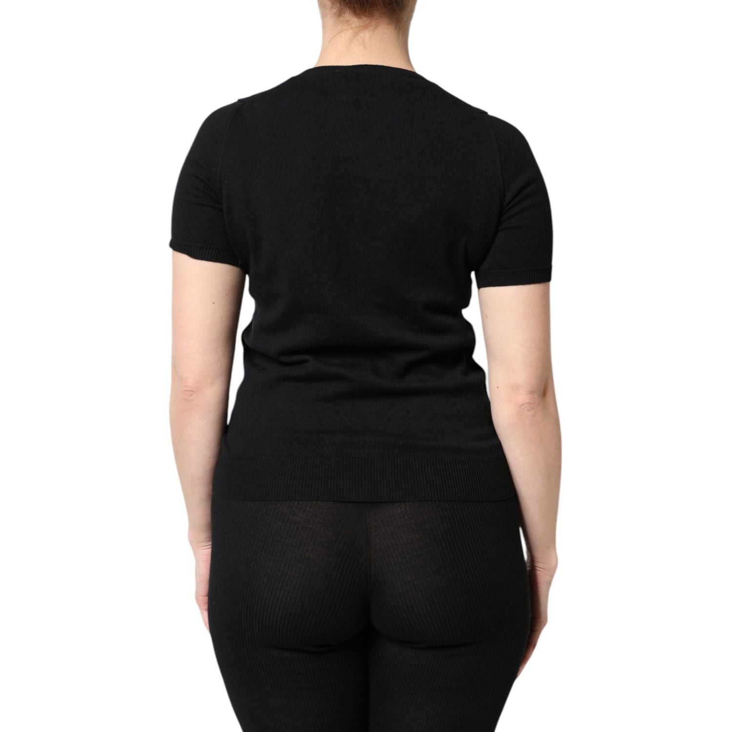 Dolce & Gabbana Black Cotton Round Neck Short Sleeve T-shirt