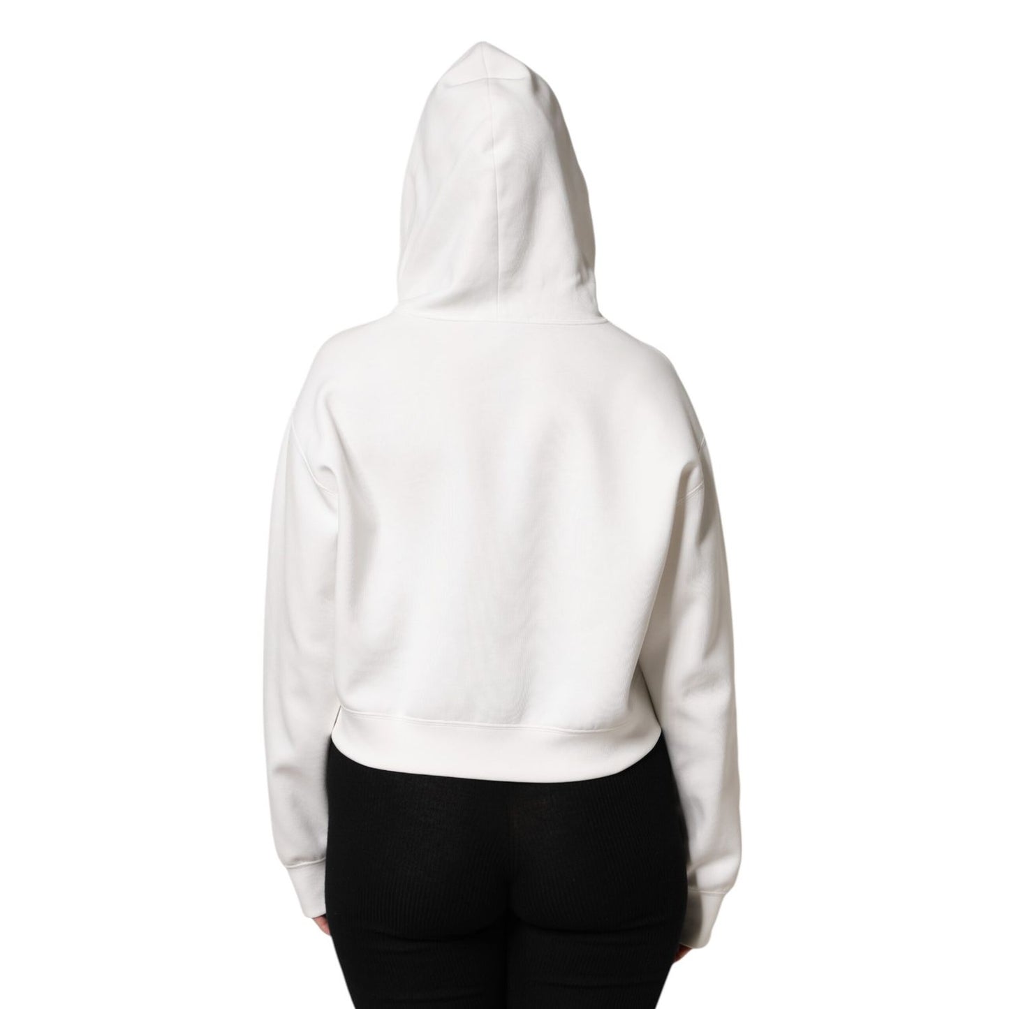 Dolce & Gabbana Ivory Cotton Printed Hooded Pullover Sweater