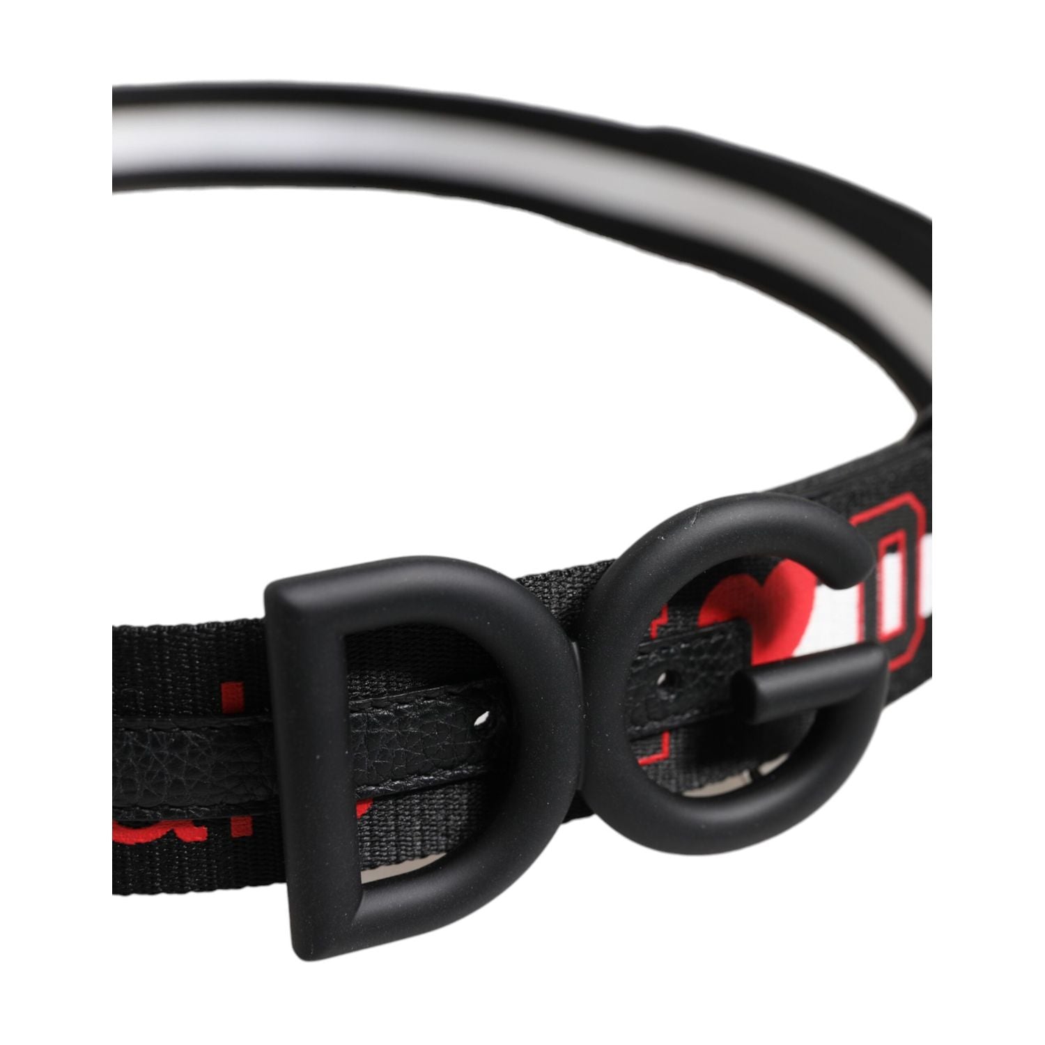 Dolce & Gabbana Black Polyester Logo Print DG Buckle Belt