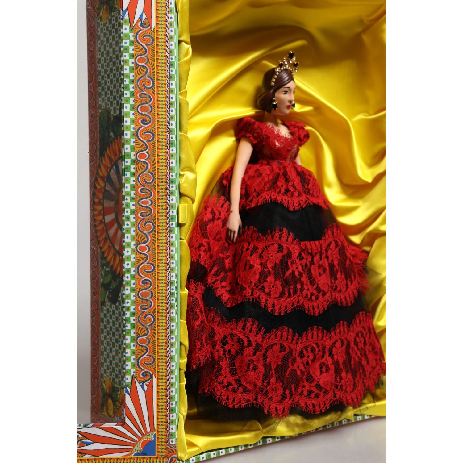 Dolce & Gabbana Red Dress Ceramic Porcelain Fashion Box Leather Sicily Dolls