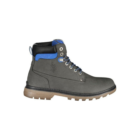 U.S. POLO ASSN. Elegant Gray High Lace-Up Boots with Logo Detail US-24936-EU44/US11