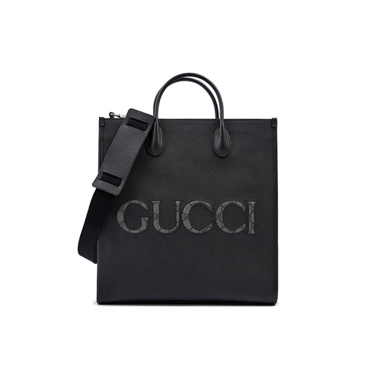 Gucci Black Leather Logo Medium Tote Bag Gucci