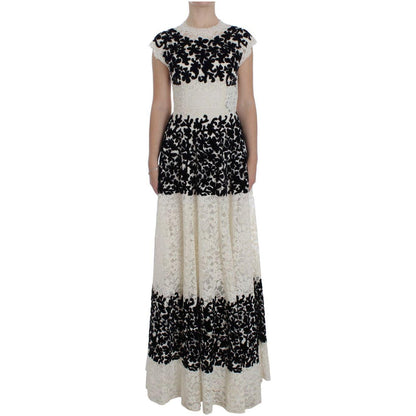 Dolce & Gabbana Floral Lace Ricamo Long Ball Maxi Dress
