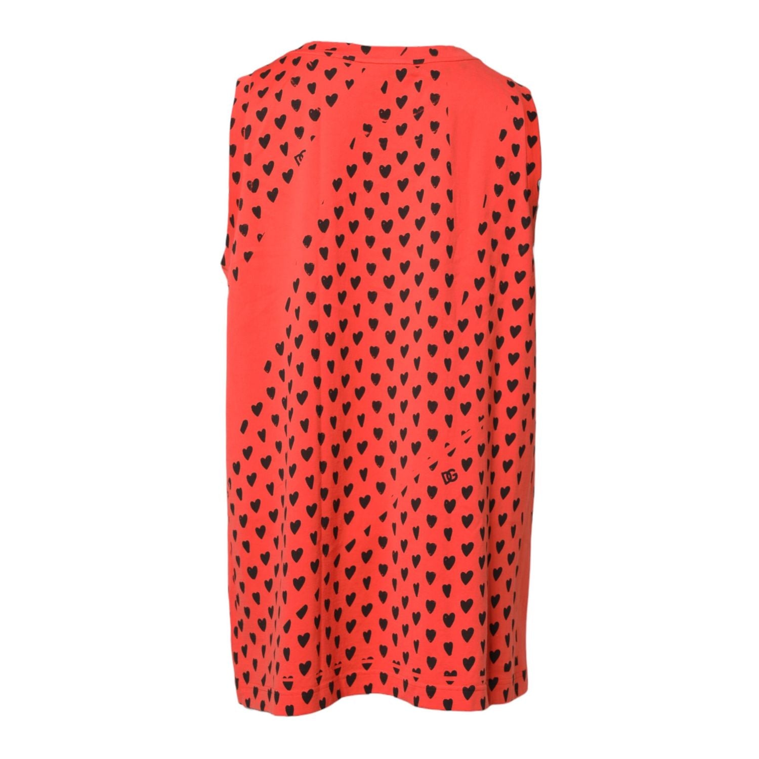 Dolce & Gabbana Red Cotton Sleeveless DG Heart Logo T-shirt