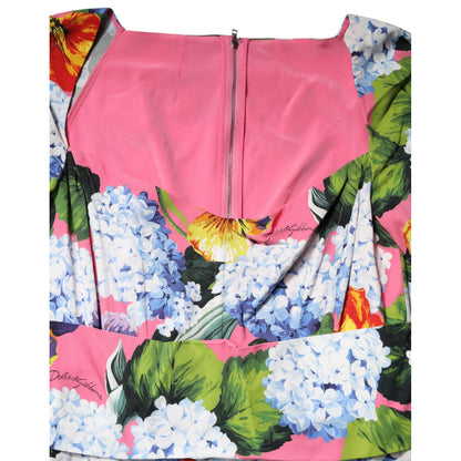 Dolce & Gabbana Multicolor Floral Pleated Sheath Midi Dress