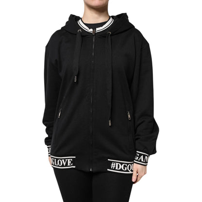 Dolce & Gabbana Black Cotton Hooded Full Zip Sweatshirt Sweater