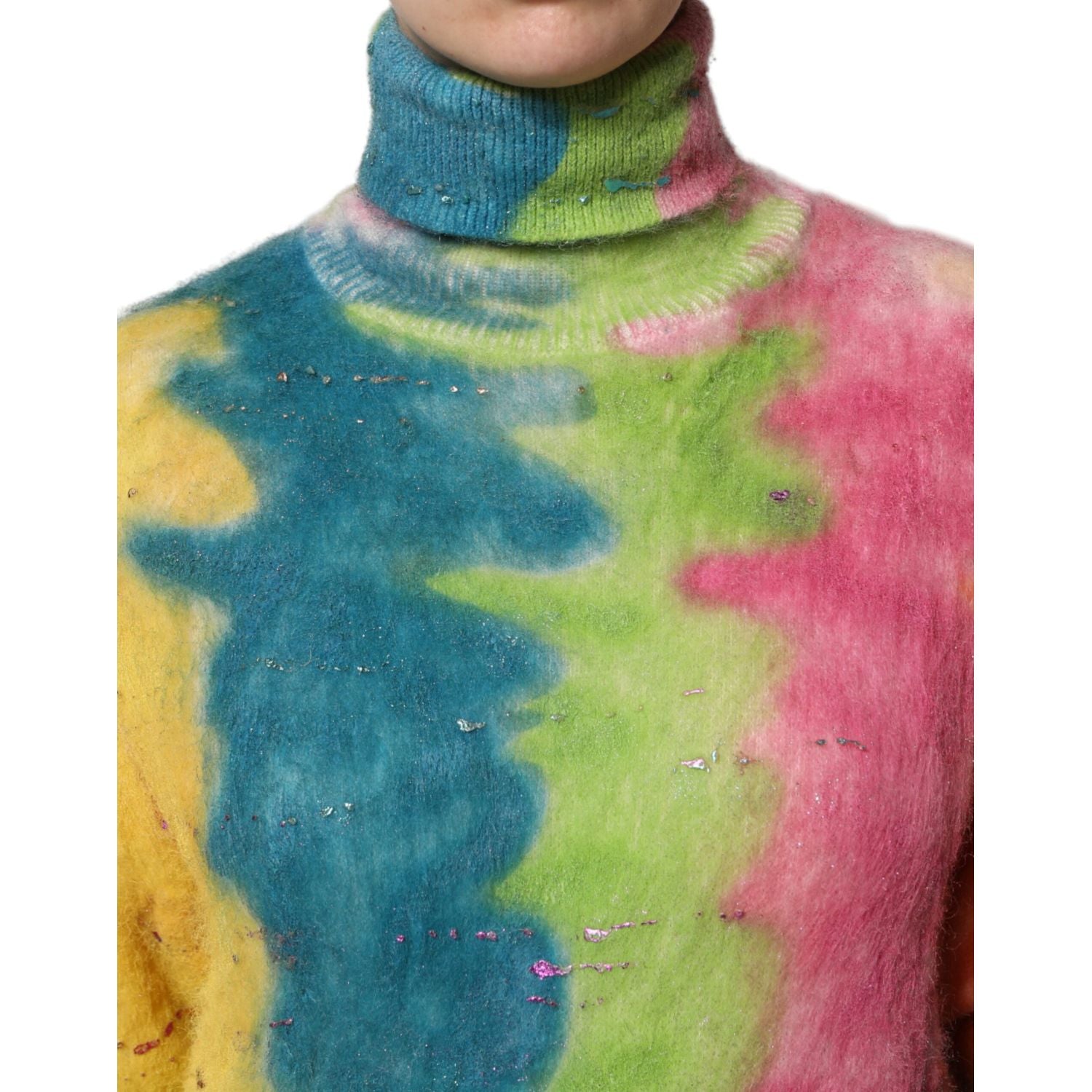 Dolce & Gabbana Multicolor Mohair Turtleneck Pullover Sweater