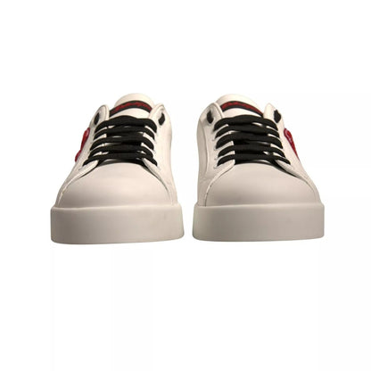 Dolce & Gabbana White Leather DG Logo Low Top Sneaker Shoes