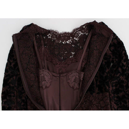 Dolce & Gabbana Purple Floral Lace Ricamo Maxi Dress