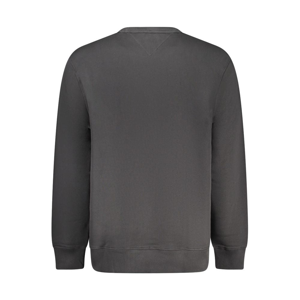 Tommy Hilfiger Black Cotton Men Sweater, back view showcasing sleek design and soft brushed finish.