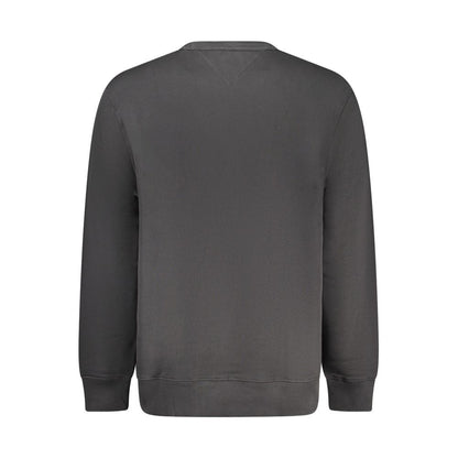 Tommy Hilfiger Black Cotton Men Sweater, back view showcasing sleek design and soft brushed finish.