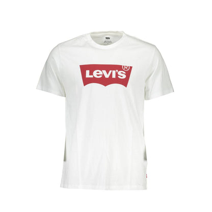 Levi's White Cotton Men T-Shirt with bold red logo on the front, made from high-quality cotton for comfort and style.