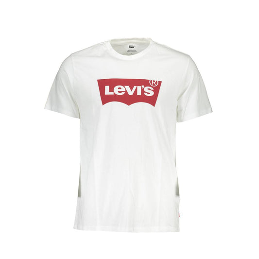 Levi's White Cotton Men T-Shirt with bold red logo on the front, made from high-quality cotton for comfort and style.
