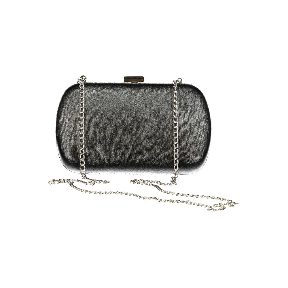 Mario Valentino Black Polyethylene Women Handbag with chain strap and snap closure
