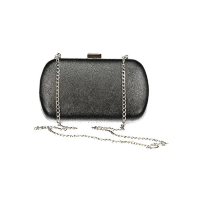 Mario Valentino Black Polyethylene Women Handbag with chain strap and snap closure