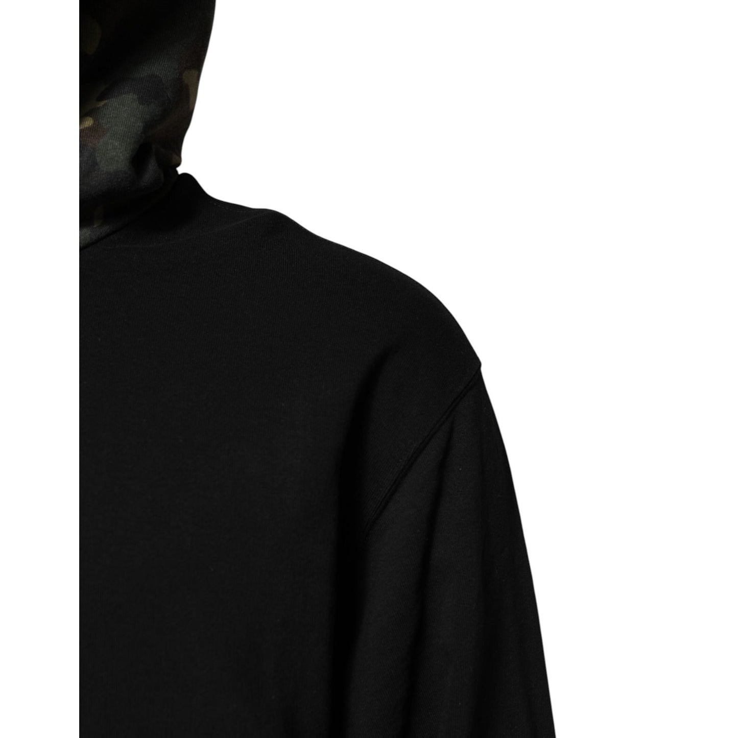 Dolce & Gabbana Black Camouflage Hooded Sweatshirt Sweater