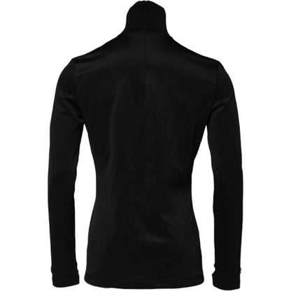 Dolce & Gabbana Black Polyester Turtleneck Pullover Sweater