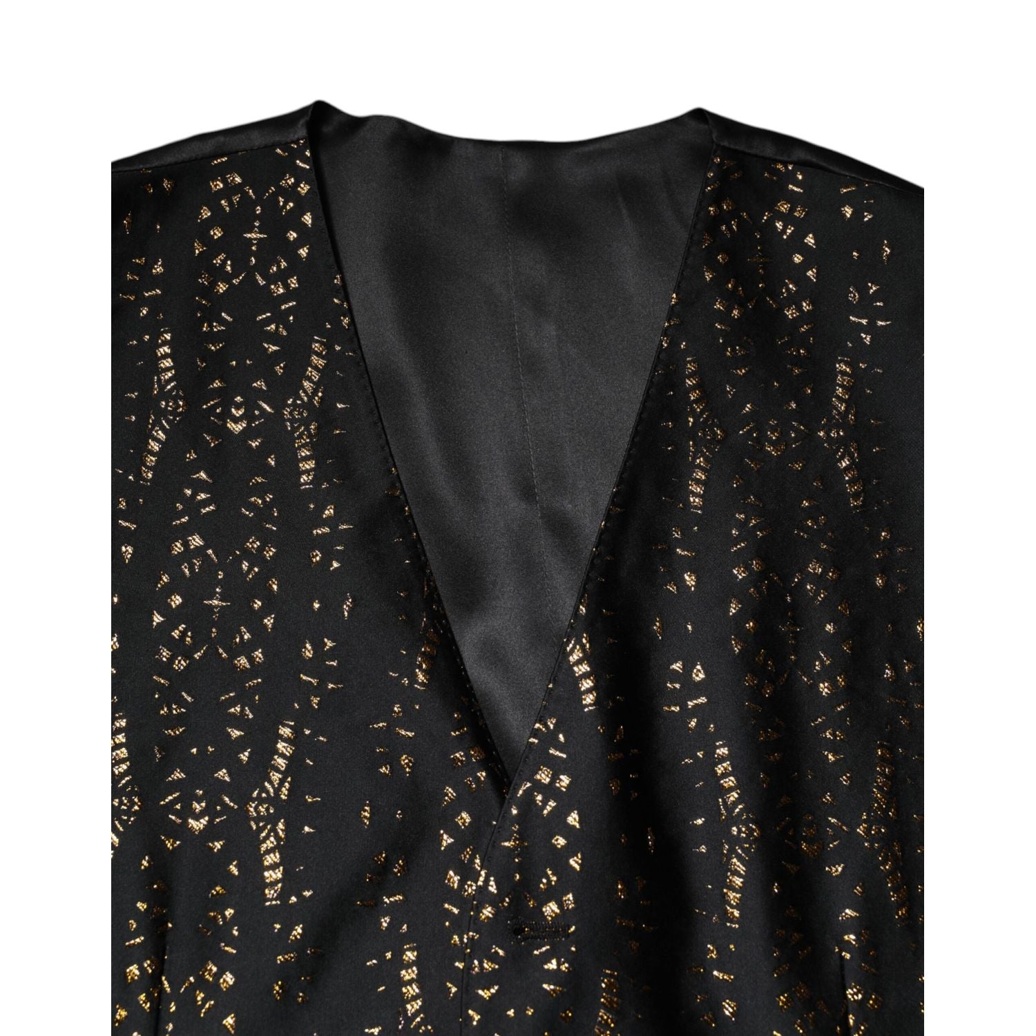 Dolce & Gabbana Black Lurex Dress Formal Men Waistcoat Vest