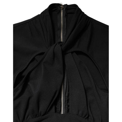 Dolce & Gabbana Black Long Sleeves Sheath Midi Dress