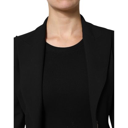 Les Hommes Black Polyester Single Breasted Trench Coat Jacket