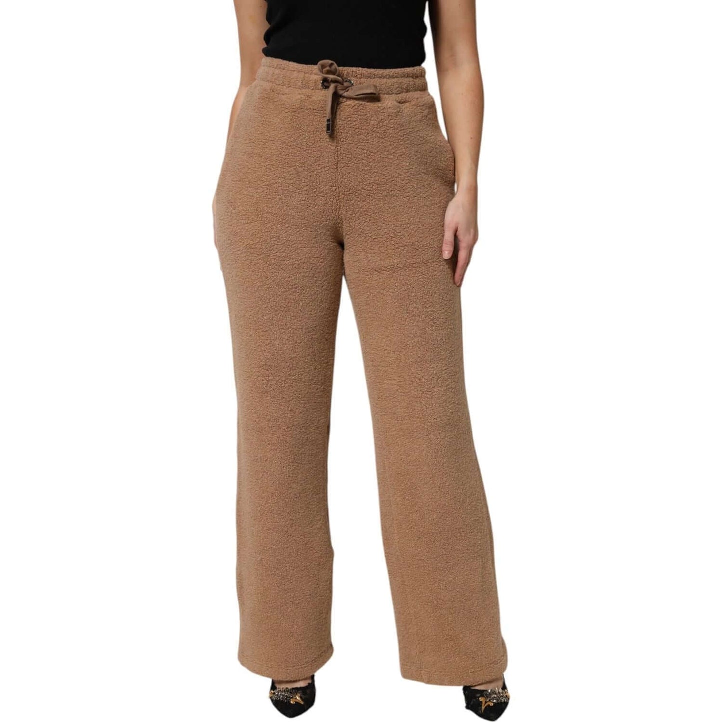 Dolce & Gabbana Brown Logo Plaque Sweatpants Straight Pants PAN76278-40