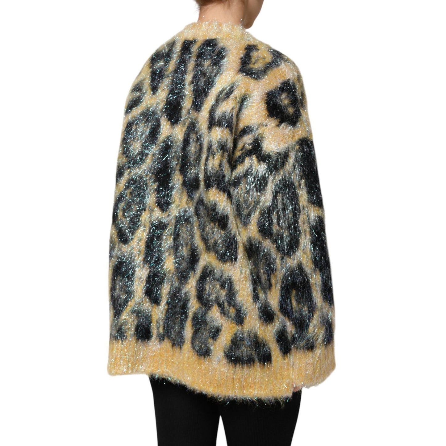 Dolce & Gabbana Multicolor Leopard Mohair Crew Neck Sweater