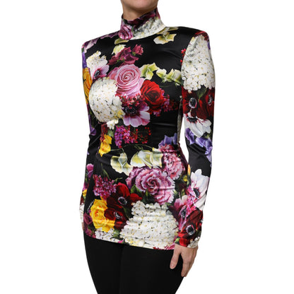 Dolce & Gabbana Multicolor Ortensies Long Sleeves Blouse Top