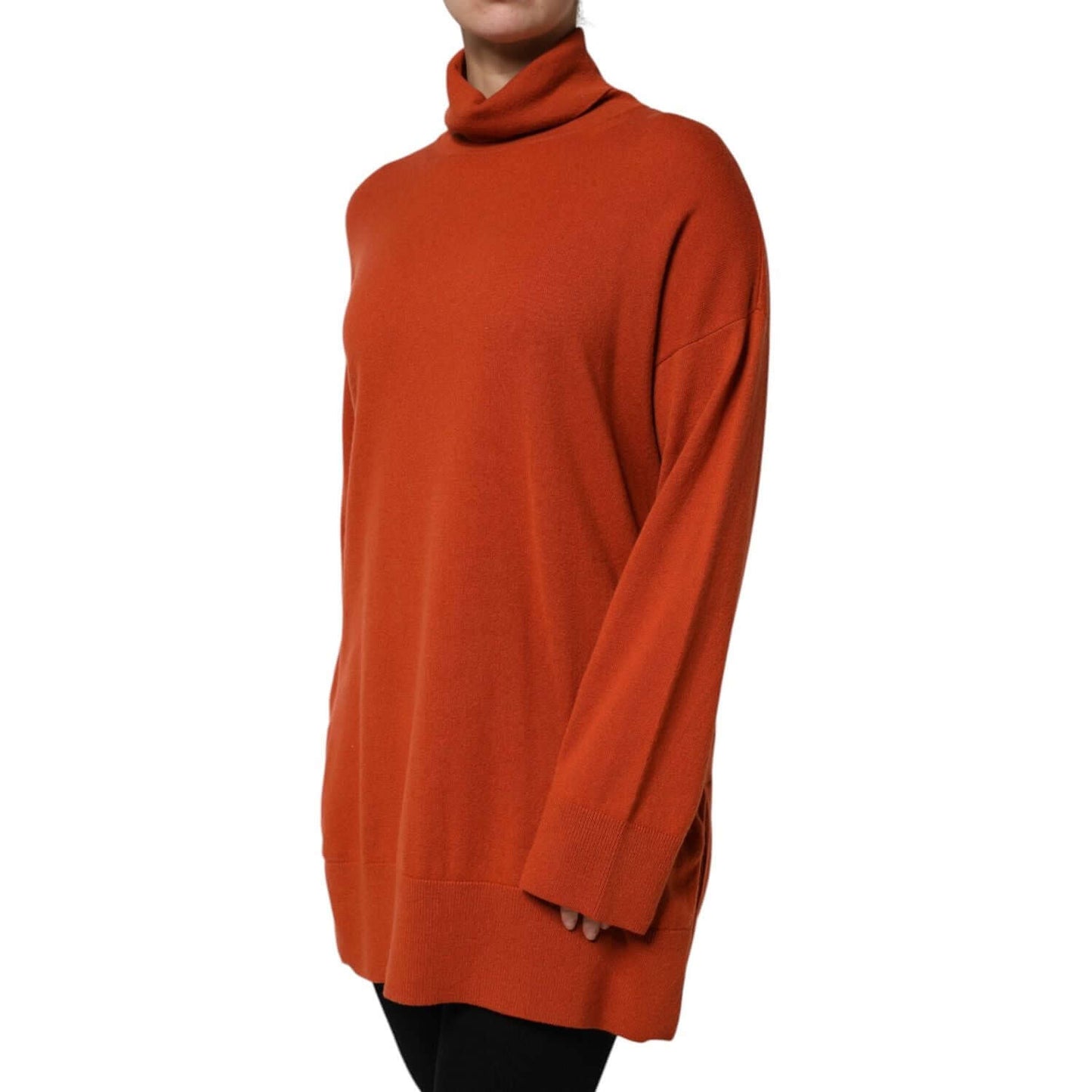 Alpha Studio Dark Orange Long Sleeves Turtleneck Sweater TSH87628-46