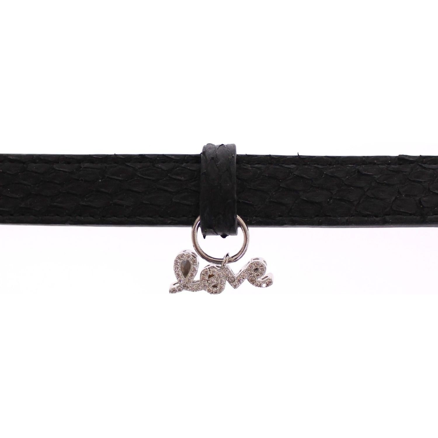 Nialaya Snakeskin CZ LOVE 925 Silver Bracelet