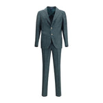 Gi Capri Virgin wool Suit with blazer and pants, elegant lapels, button closure, and welt pockets for a refined look.