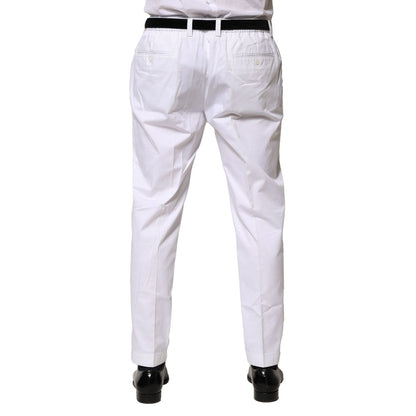 Dolce & Gabbana White Cotton Dress Slim Formal Pants
