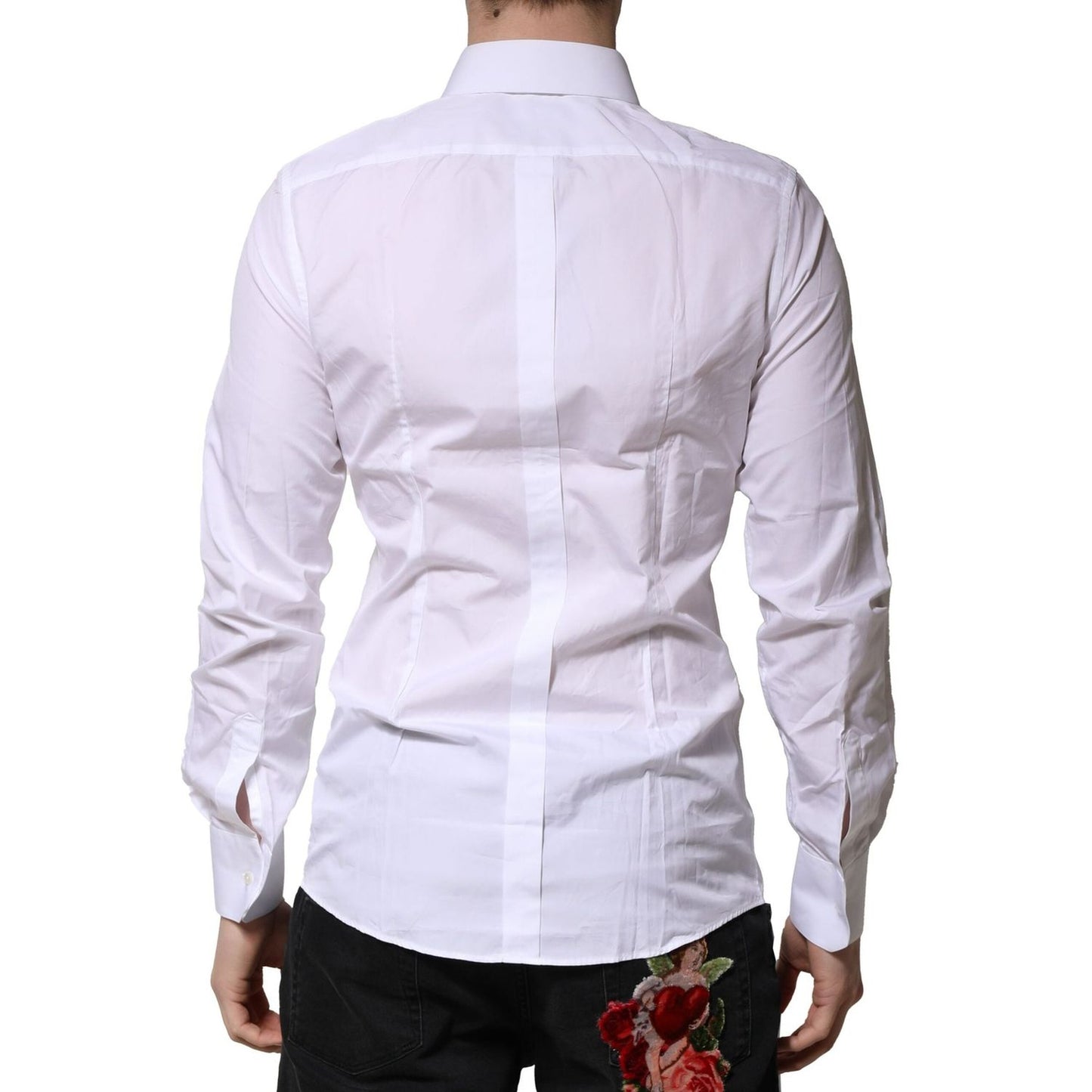 Dolce & Gabbana White Cotton GOLD Long Sleeves Formal Shirt TSH906798-39