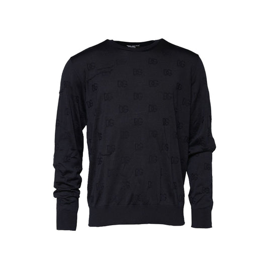 Dolce & Gabbana Black Silk Crew Neck Sweatshirt Sweater